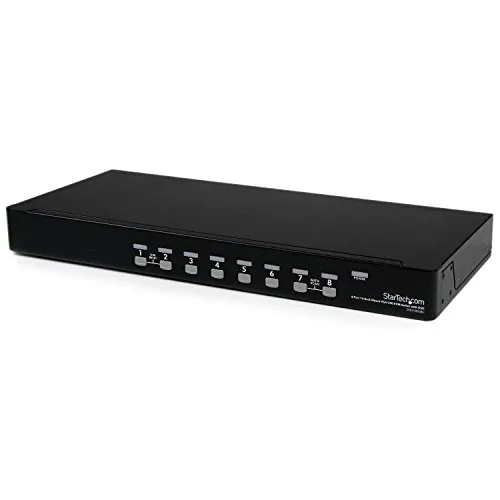 Port 1U Rack USB KVM Switch mit OSD - 8 Anschlüsse - KVM-Switch mit 8 KVM-Ports, ermöglicht den Zugriff auf mehrere Computer von einem Arbeitsplatz aus, ideal für effizientes Multitasking.