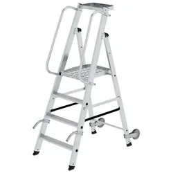 PROREGAL® Stehleiter Plattformleiter mit Handlauf und nivello® Leiterschuhen