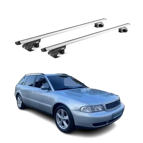 OMAC Dachträger für Audi A4 B5 B6 B7 Avant - Hochwertiger Aluminium-Dachträger, kompatibel mit Audi A4 B5 B6 B7 Avant (1995-2008). Tragfähigkeit von 90 kg, ideal für Fahrradträger und Dachboxen. Abschließbar und robust für sicheren Transport.