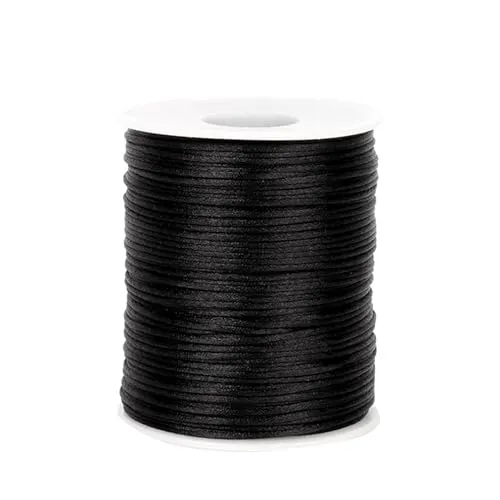 1.5 mm x100 m Schwarze Nylon Schmuckband,Nylonschnur für Armbänder,Schnur Schwarz,Reißfest Schnur,für Armbänder Perlen Auffädeln Halskette Schmuckherstellung DIY Handwerk,Handwerk Nylonschnur