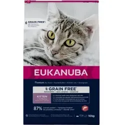 Eukanuba Junior Katzenfutter trocken getreidefrei - 10 kg Premiumfutter mit viel Lachs, unterstützt Gehirnentwicklung und Muskulatur für gesunde Kitten