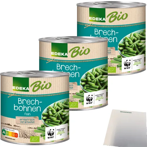 Edeka Bio Brechbohnen fein sortiert 3er Pack 3x400g Dose usy Block
