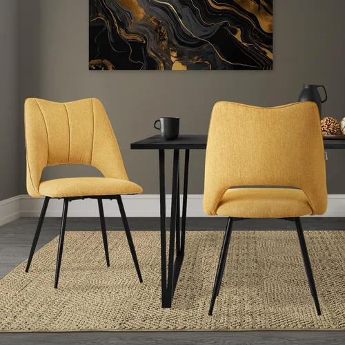 ML-DESIGN Esszimmerstühle 2er Set - Moderne Lounge Stühle in Gelb - Stühle, modernes Design und komfortable Polsterung, ideal für Esszimmer oder Küche, bis 120 kg belastbar.