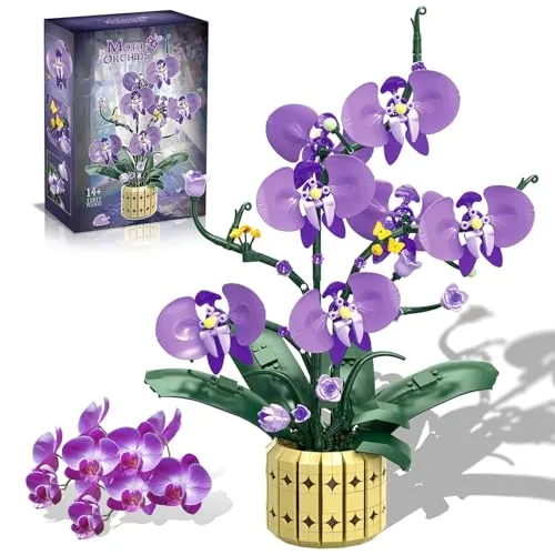 Bundviel Orchidee Baustein Blumen Bauspielzeugset – 832 Teile für kreative Heimdekoration