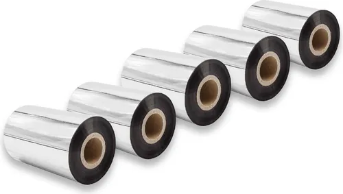 vhbw 5x Thermotransfer-Band kompatibel mit TSC TTP-345, TTP-344M Plus Drucker Etikettendrucker, Wischfest, 100 mm x 300 m, Wachs-Plus Schwarz