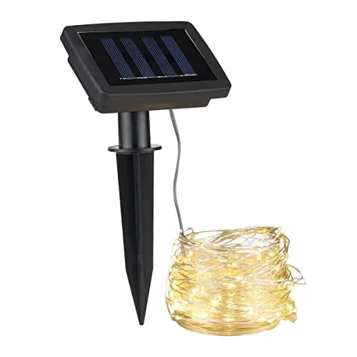 MARELIDA LED Solar Lichterkette Tautropfen - 200 warmweiße LED - silberner Draht - L: 20m - Dämmerungssensor
