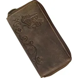 Damenbörse in antik braun mit Schmetterling - Braun