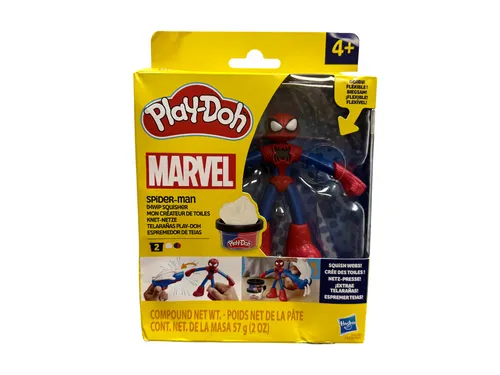 Play-Doh Spiderman Thwip Squisher, 2 Dosen Knetmasse, 10 cm große Actionfigur