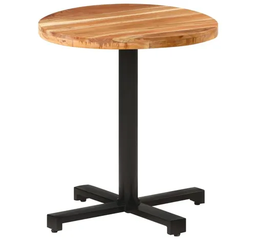 furnicato Esstisch Echtholz Bistrotisch 70 x 75 cm mit schwarzem Eisenfuß (1-St)