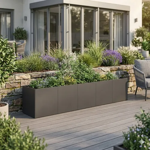 vidaXL Blumentopf Pflanzkübel Schwarz 200x40x80 cm aus Kaltgewalztem Stahl