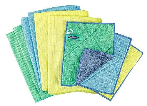 Aqua Clean Kristall Sonnenschein Mikrofaser Geschirr & Spültücher 9tlg. - Wiederverwendbare Reinigungstücher, fusselfrei mit bis zu 8-facher Wasseraufnahme, ideal für streifenfreies Trocknen von Geschirr und Gläsern.