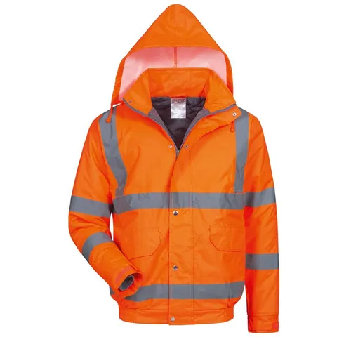 Safestyle EUGEN Warnschutz Pilotjacke XXL - Orange - Funktionsjacke EN ISO 20471, wind- und wasserdicht mit geschweißten Nähten, integrierter Kapuze und verstellbarem Ärmelbund – ideal für Sicherheit bei schlechten Wetterbedingungen.