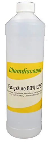 1Liter Essigsäure 80% in Lebensmittelqualität E260 von Chemdiscount
