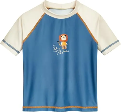 Playshoes Unisex Kinder Badeshirt Rash-Guard-Shirt, Kurzarm Dschungel, 62-68 - Rashguard für Jungen aus recyceltem Polyester mit UV-Schutz 50+, ideal für heiße Sommertage. Schnelltrocknend und atmungsaktiv, bietet es ein angenehmes Tragegefühl.