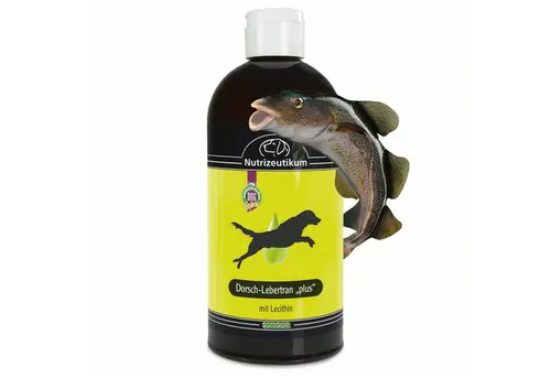 Schecker Nutrizeutikum Dorsch Lebertran plus 500ml - (Leberöl), Nahrungsergänzungsmittel für: Hunde, Echter Dorsch-Lebertran (Leberöl)