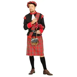 Schotte Kostüm für Herren, rot - Faschingskostüm für Herren in Größe 54/56, ideal für Karneval mit Jacke, Schärpe und Gürtel für einen authentischen Look.