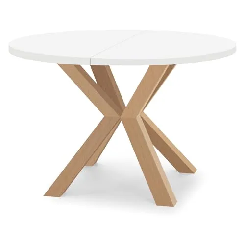 Dekori Möbel Runder Ausziehbarer Tisch RAL, Skandinavischer Stil - Esszimmertisch mit klappbarer Platte, widerstandsfähig gegen Kratzer und Stöße, ideal für moderne und rustikale Einrichtungsstile.