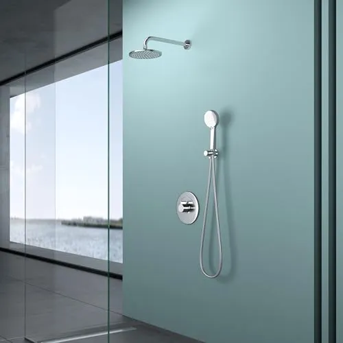 doporro Design Unterputz-Duschsystem - Badewannen- & Duschsysteme mit hochglänzendem 200mm Regen-Duschkopf und wassersparender Handbrause. Ideal für ein modernes Badezimmer, einfache Montage und edles Design.
