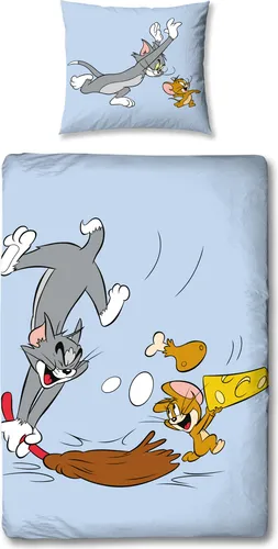 Familando Tom und Jerry Bettwäsche Set 135x200 cm - Bettwaren-Set für Kinder aus 100% Baumwolle, temperaturausgleichend mit Reißverschluss und Wendeseite, ideal für kleine Tom & Jerry Fans.