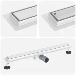 vidaXL 2-in-1 Duschabfluss aus Edelstahl 70 cm - Moderne Duschrinne aus robustem Edelstahl 304 mit höhenverstellbarem Design für einfache Anpassung. Optimiert für besseren Wasserfluss und einfache Montage, ideal für jedes Badezimmer.