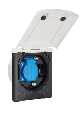 FAWO Universal- Vorzeltsteckdose, 12V mit Magnetverschluss, hellgrau