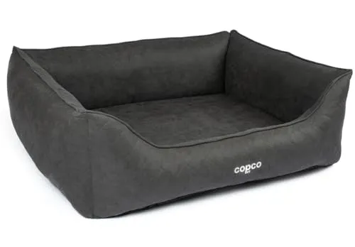 CopcoPet Hundebett Hugo Orthopädisch Velourlederoptik Schwarz S 70 x 55 cm – Visco-Hundematratze mit abziehbarem Bezug – rutschfest & pflegeleicht – Für kleine Hunde, gelenkschonend & formstabil