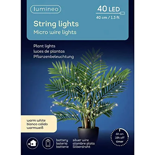 Lumineo Batterie Micro LED Lichterkette 40 cm 40 Lichter warmweiß Outdoor