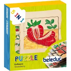 Beleduc 17040 - Lagen - Puzzle Erdbeere - 5-in-1 Puzzle für Kinder ab 4 Jahren, mit Nummerierung auf der Rückseite für einfache Orientierung, fördert das kreative Denken und die Motorik.
