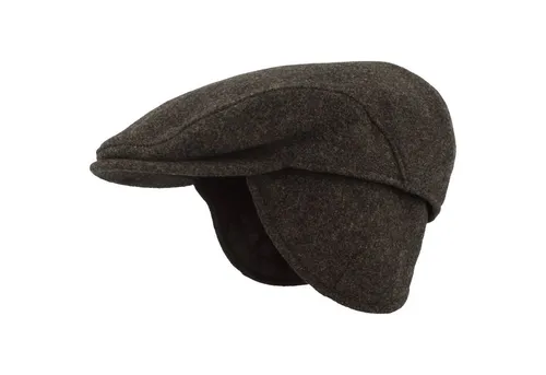 Breiter Schiebermütze Flatcap aus reiner Wolle mit Ohrenklappen