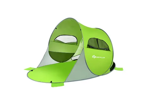 COSTWAY Strandmuschel Pop Up Strandzelt, Personen: 4, mit Tragetasche, Sandtaschen