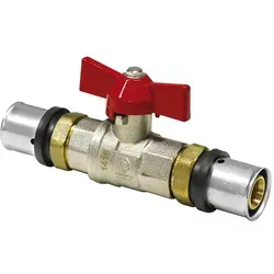 Pressfitting Kugelhahn, mit roten Flügelgriff (Ausführung: 16 mm)