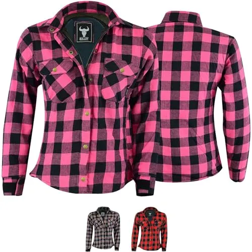 BULLDT Motorradhemd Damen - Klassisches Flanellhemd mit 360° Schutz - Schutzjacke für Damen aus 100% Baumwolle mit abnehmbaren 4CE-Protektoren und Aramid-Kevlar-Futter für maximale Sicherheit und Komfort beim Biken.