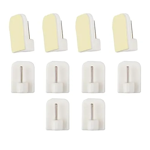 BANJILI 10 selbstklebende Vorhanghaken ohne Bohren – Halterung für Gardinenstangen – starke Vorhanghaken für Küche, Badezimmer