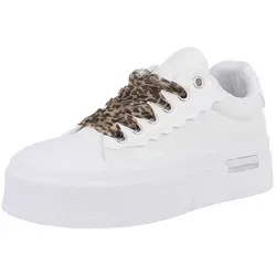 Ital-Design Damen High-Top Freizeit Sneakerboots - Stylische High-Top Sneaker in Weiß, ideal für Freizeit und Alltag. Mit flachem Design und bequemer Schnürung für optimalen Tragekomfort.