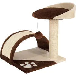 lionto Kratzbaum Katzenkratzbaum 43 cm - Braun/Beige - Kompakter Kratzbaum für Jungkatzen, mit gepolsterter Aussichtsplattform und Sisalstange für optimale Krallenpflege. Ideal zum Spielen und Entspannen.