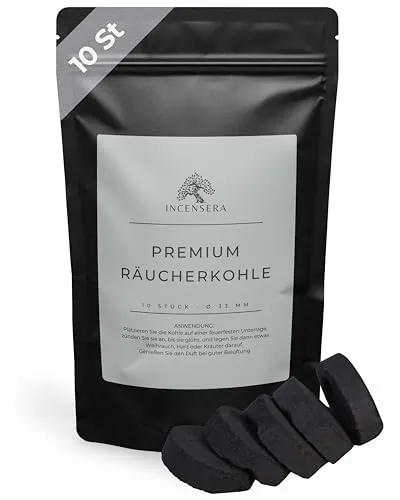 Incensera Räucherkohle Tabletten – Selbstzündende Kohle zum Räuchern von Weihrauch & Harzen – 3cm Kohletabletten für Räucherzubehör & Rituale