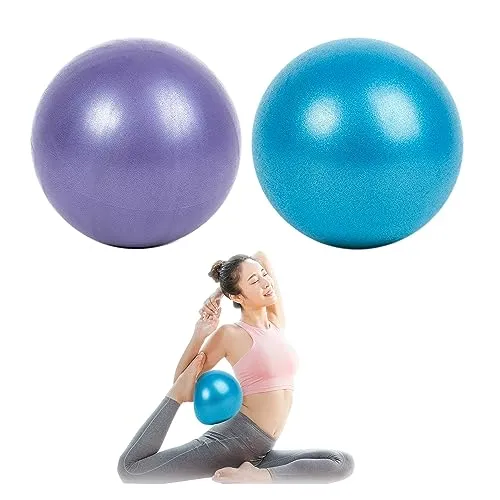 TAFACE 2 Pilatesbälle, 25 cm, klein und tragbar, Stretching Yoga-Bälle, Balance-Bälle für Sport, geeignet für Pilates, Yoga, Gymnastik, Fitness (Violett, Blau)