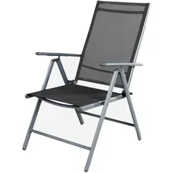 Garten Klappstuhl Hochlehner Aluminium Silber/Anthrazit - Hochlehner Gartenstuhl aus Aluminium mit 7 Positionen für individuellen Komfort. Ideal für Garten, Balkon oder Camping – wetterfest und leicht zu transportieren.