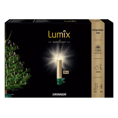 Lumix® Kabellose LED Christbaumkerzen Superlight Mini Metallic Gold Erweiterungs-Set - Kerzensets mit 100% mehr Helligkeit dank SuperLight-Funktion, ideal für stimmungsvolle Weihnachtsbeleuchtung und kabellos für Innen & Außen.