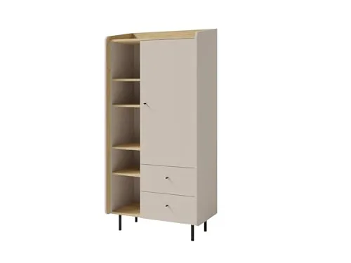 Masseno Buchregal Vetta, Ideal für Büro, Wohnzimmer oder Lesezimmer, Stil Modern, 80x42x170 cm, Ausführung Matt, Beżowy