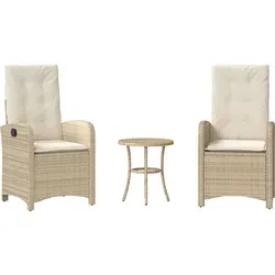 vidaXL 3-teiliges Bistro-Set mit Kissen in Beige - Genieße entspannte Stunden im Freien mit diesem komfortablen Bistro-Set aus langlebigem PE-Rattan. Verstellbare Rückenlehnen und dicke Kissen sorgen für höchsten Sitzkomfort. Ideal für Garten, Balkon oder Terrasse.