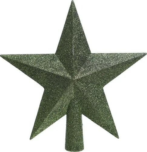 Christbaumspitze Stern mit Glitzer 19cm Kunststoff, piniengrün