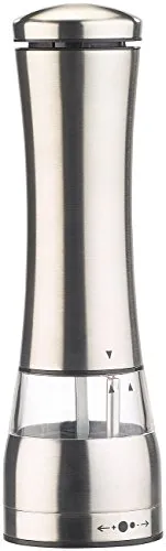 Rosenstein & Söhne Elektro-Pfeffermühle: Elektr. Salz- & Pfeffermühle, Keramik-Mahlwerk, Edelstahl, LED, 21,5cm (elektrisch mit Licht, Salzmühle Keramikmahlwerk, Elektrischer)