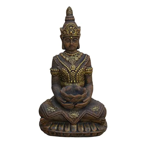 Gartenfigur Tempelwächter Buddha in gold von gartendekoparadies