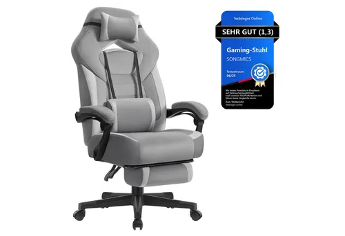 Ergonomischer Gaming-Stuhl mit Fußstütze und Kopfkissen - Bürostuhl für ultimativen Komfort mit atmungsaktivem Samtbezug, ausziehbarer Fußstütze und verstellbarer Rückenlehne – ideal zum Arbeiten, Spielen und Entspannen.