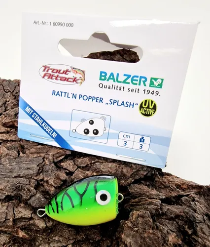 Balzer Rattl´n Popper Splash Fireshark UV 3cm 3g Forellenköder