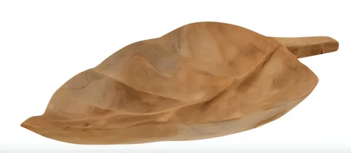 Schüssel / Schale Blatt Teak Naturell Small - Handgefertigte Teakholzschale in Blattform. Ideal als stilvolle Dekoration oder für den täglichen Gebrauch. Mit einer Breite von 15 cm und einem natürlichen, warmen Braunton.