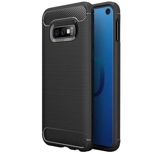 Produktbild Hülle für Samsung Galaxy S10e Schutzhülle Silikon Case Bumper Schwarz Carbon