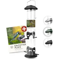 Wildtier Futtersäule für Samen, Körner & Kerne 38 cm – Schwarz