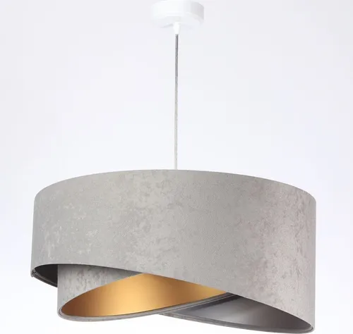 Hängelampe Pendelleuchte Stoff Grau Gold Silber E27 rund D: 50 cm - Moderne Pendelleuchte im eleganten Velours-Design, ideal für Wohnzimmer und Esszimmer. Verleiht jedem Raum einen stilvollen Akzent.